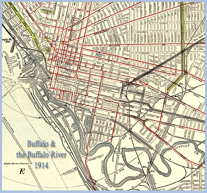 NY Vintage Map Circa 1915 Buffalo