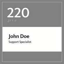 Example of a room ID plate in the University Libraries.