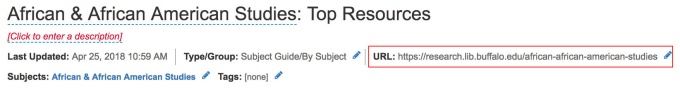 Photo that demonstrates a LibGuides friendly URL. 