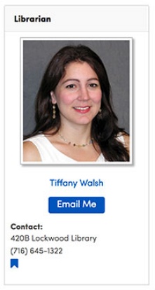 Photo example of a LibGuide profile with contact information.