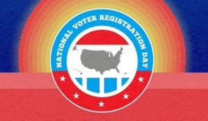 national voter registration day logo. 