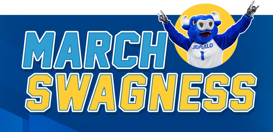 March Swagness header with Victor E. Bull mascot.