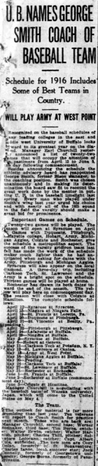 U B Names George Smith coach of baseball team.