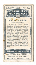 Back of David Copperfield Player's Cigarettes card. 