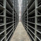 Closeup of empty Annex shelving. 
