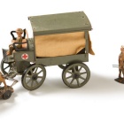 model of a World War I horse-drawn British ambulance, with soldiers. 
