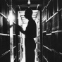Silhoutte of library patron. 