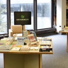 Sustainability book display in Lockwood Library. 