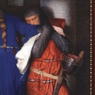 "Hellelil and Hildebrand, The Meeting on the Turret Stairs," an 1864 watercolor painting by Frederic William Burton. 