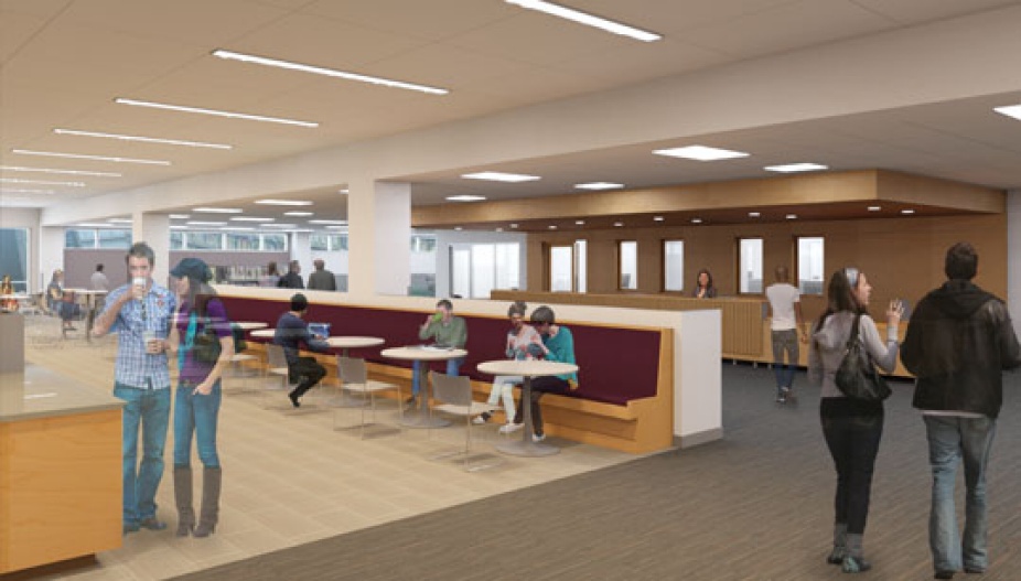 Mock design of the Cafe at SIiverman Library. 