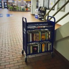 The Little Blue Book Cart on the ground floor of Capen Hall by the Capen Cafe. 