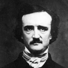 Black and white photo of Edgar Allan Poe. 