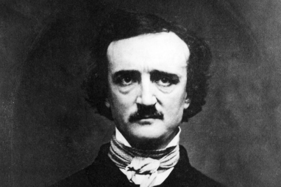 Black and white photo of Edgar Allan Poe.