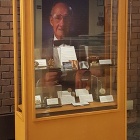 Photo of the Wilson Greatbatch exhibit in the library. 