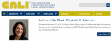 Screenshot of Adelman's Author of the Week announcement on the CALI site. 