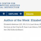 Screenshot of Adelman's Author of the Week announcement on the CALI site. 