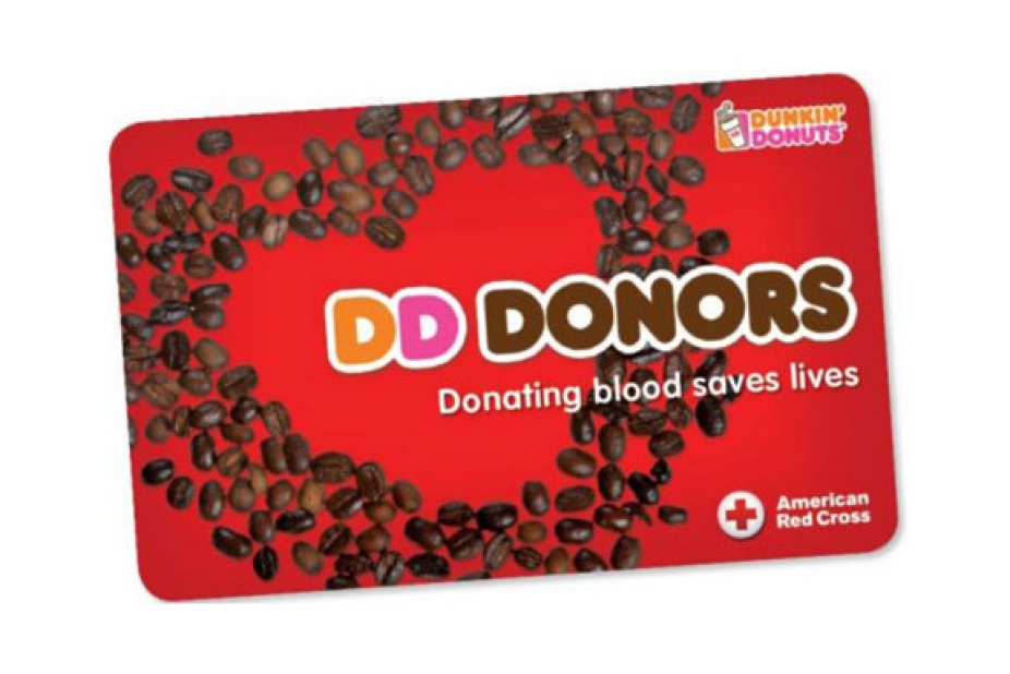Picture of a Dunkin Donuts donation card.