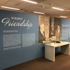 Photo of the n the Name of Friendship: Robert Frost & Victor E. Reichert exhibition in Special Collections. 