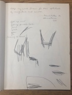 [Fig. 1, composition from sketchbook, 1985], Box 2, PCMS-0087, Norma Cole Collection, 1987-2014, The Poetry Collection of the University Libraries, University at Buffalo, The State University of New York. Photo taken with permission from Norma Cole. 