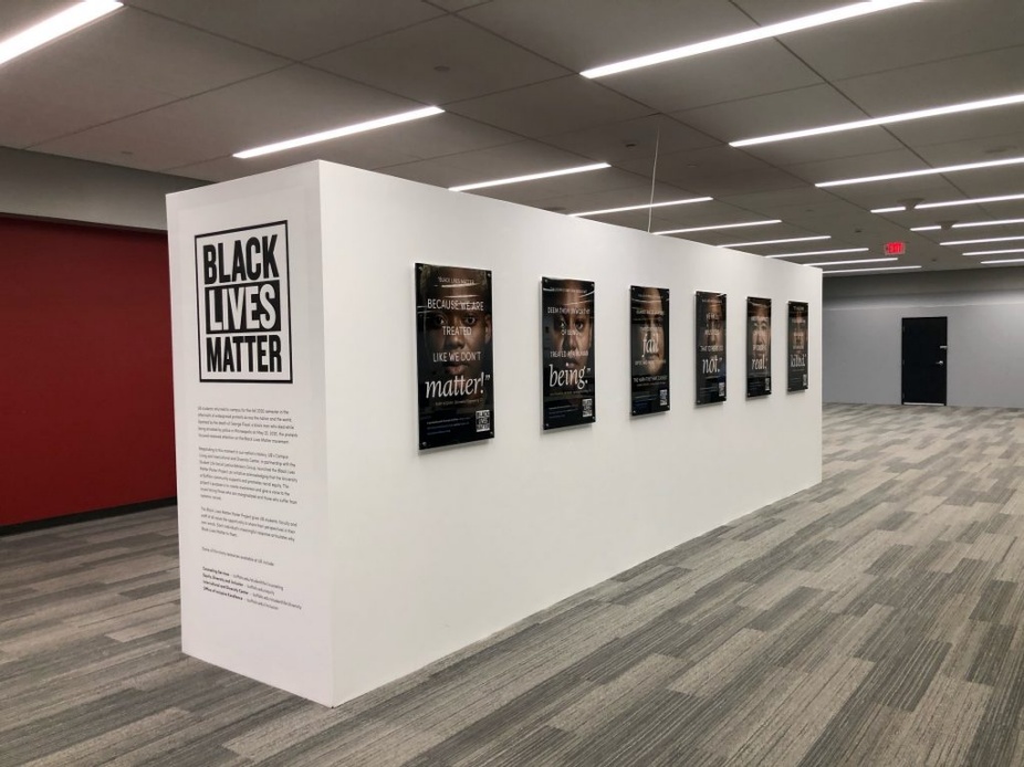 Photo of the Black Lives Matter exhibition in Silverman Library. 