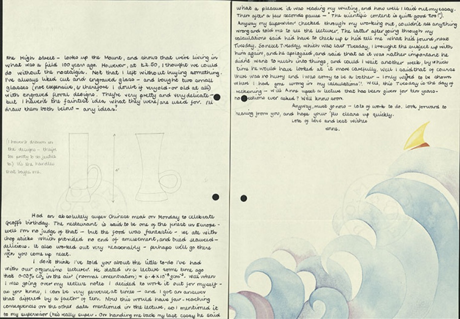 Figs. 4 and 5. Letters from Anne Blonstein to Sheila Blonstein, 1977 and 1982, Carton 2, PCMS-0089, Anne Blonstein Collection, 1975-2011, The Poetry Collection of the University Libraries, University at Buffalo, The State University of New York. 