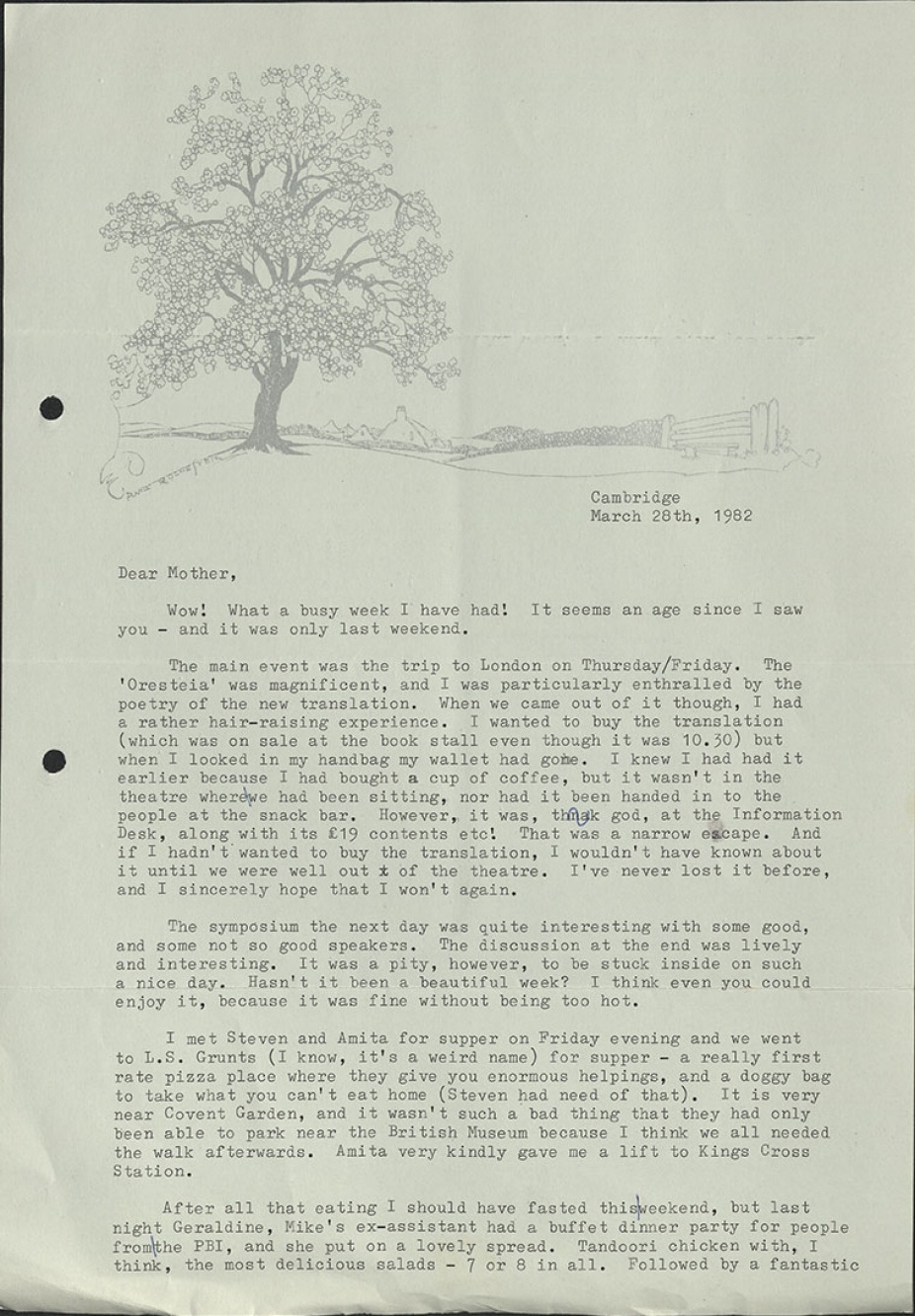 Figs. 4 and 5. Letters from Anne Blonstein to Sheila Blonstein, 1977 and 1982, Carton 2, PCMS-0089, Anne Blonstein Collection, 1975-2011, The Poetry Collection of the University Libraries, University at Buffalo, The State University of New York. 