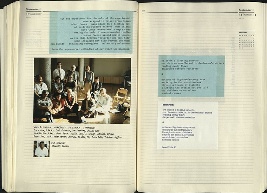 Fig. 9. Pages from Anne Blonstein’s 1996 diary, Carton 6, PCMS-0089, Anne Blonstein Collection, 1975-2011, The Poetry Collection of the University Libraries, University at Buffalo, The State University of New York. 