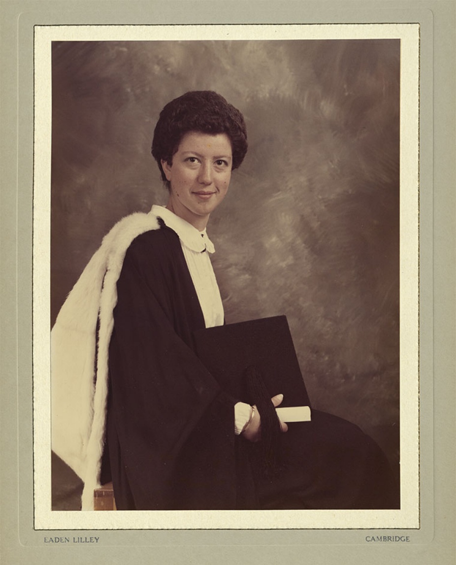 Fig. 6. University of Cambridge graduation portrait of Anne Blonstein, 1982, Carton 15, PCMS-0089, Anne Blonstein Collection, 1975-2011, The Poetry Collection of the University Libraries, University at Buffalo, The State University of New York. 
