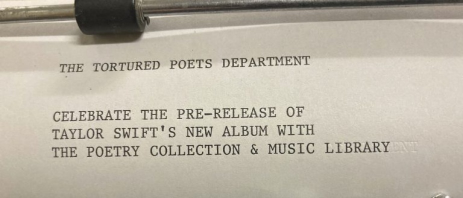 The Tortured Poets Department close up typewriter. 