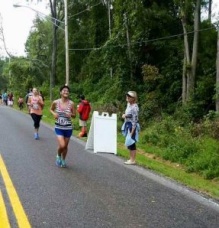 Mei running a half marathon. 