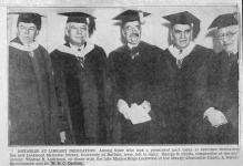 Left to right: George D. Crofts, Thomas B. Lockwood, Chancellor Samuel P. Capen, A Glenni Bartholomew, Dr. W.N.C. Carlton. 