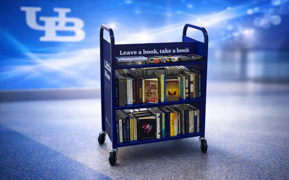 Little Blue book cart photo.