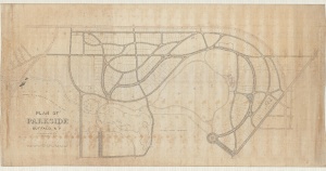 Frederick Law Olmsted's sketch plan of the Parkside neighborhood and Delaware Park, circa 1881. 