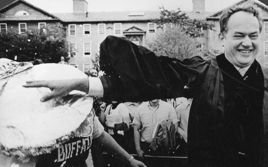 University President Robert Ketter throws a pie. 