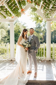 Spencer and his wife in their wedding photos. 