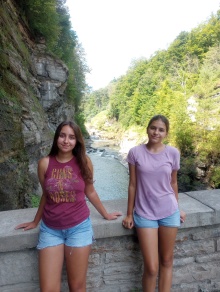 Heather's daughters pose for a photo at Letchworth State Park. 