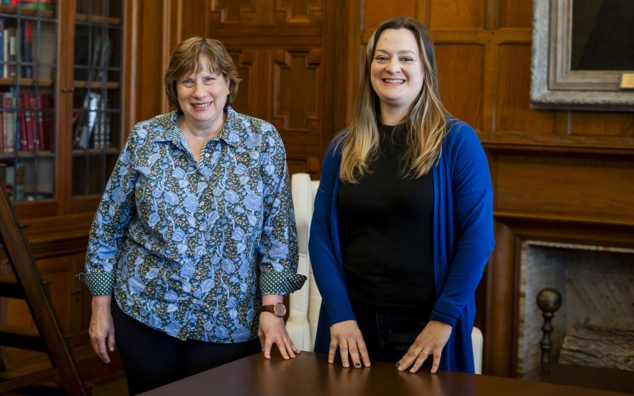 Michelle Zafron (left) standing next to Jocelyn Swick-Jemison (right).