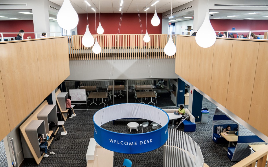 Silverman Library aerial view. 