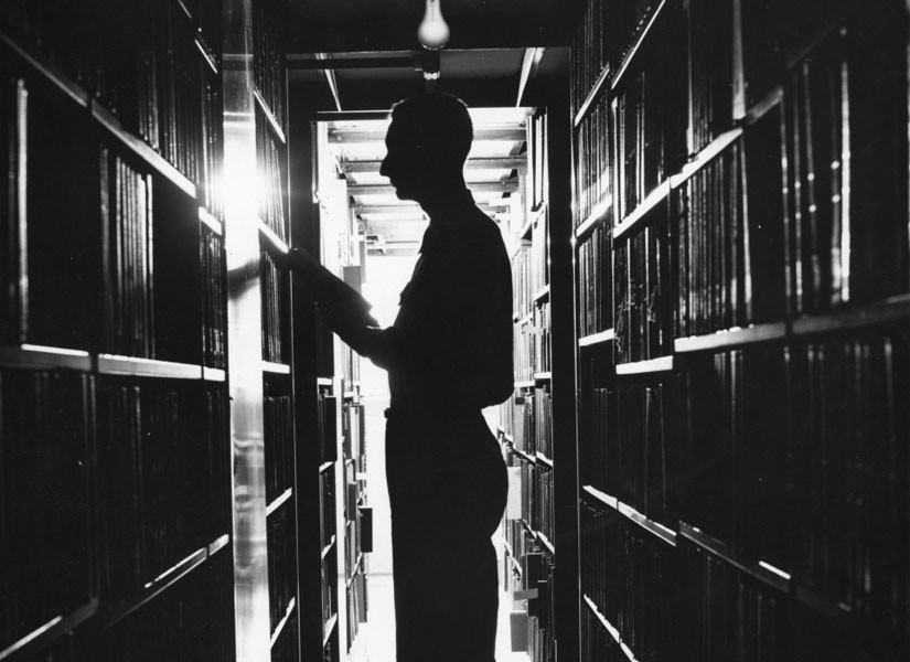 Silhoutte of library patron