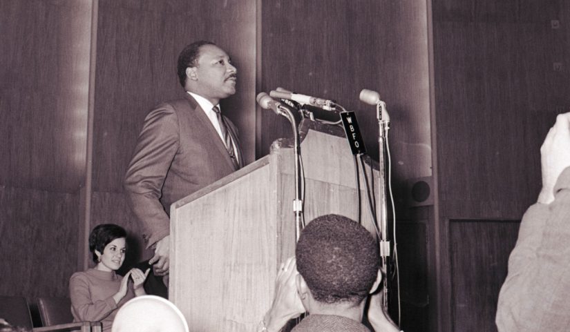 Dr. Martin Luther King, Junior speaking at Kleinhan's MusicHall in Buffalo