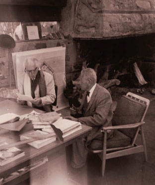 Jaroslav Josef Polívka at work with Frank Lloyd Wright, February 20, 1957.