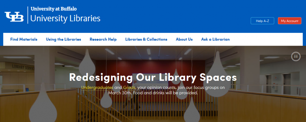 Screenshot of Redesigning our Library Spaces web page