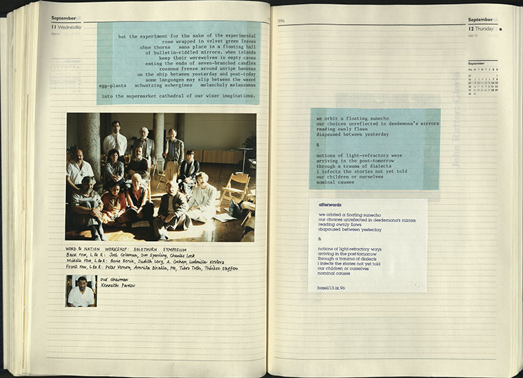 Pages from Anne Blonstein’s 1996 diary