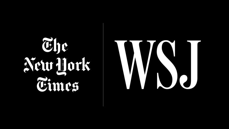 The New York Times and Wall Street Journal logos