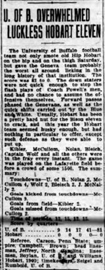 Newspaper clipping: U of B overshwelmed luckless Hobart eleven