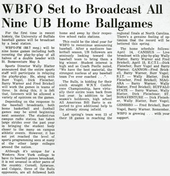 WBFO set to broadcast all nine U B Home Ballgames